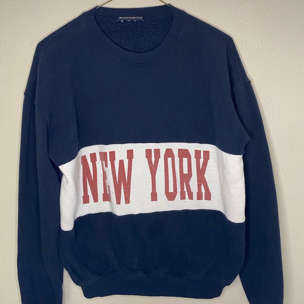 Brandy Melville John Galt Navy Blue New York Crewneck - One Size